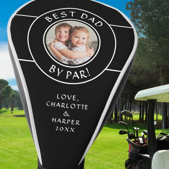 Bester Vater nach Par Fotomodell Schwarzweiß Niedl Golf Headcover (Best Dad By Par Photo Template Black & White Cute Golf Head Cover)