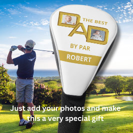 Bester VATER nach Par in Gold mit zwei Fotos Name Golf Headcover