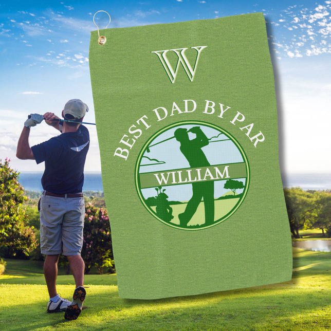 BESTER VATER NACH PAR NAME CUSTOM MONOGRAM GOLFHANDTUCH (Von Creator hochgeladen)