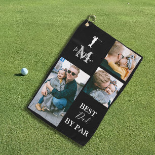 Bester Vater nach Par   Personalisiert 3 Foto Golf Golfhandtuch