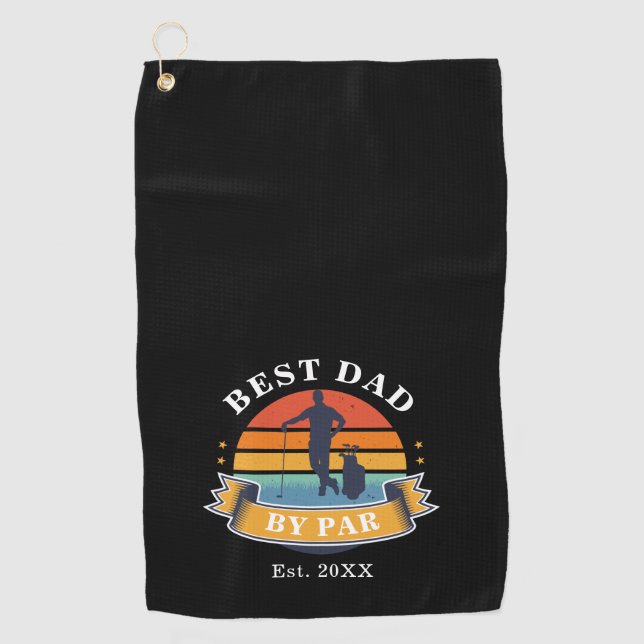 Bester Vater nach Par Personalisiert Retro Vaterta Golfhandtuch (Vorderseite)
