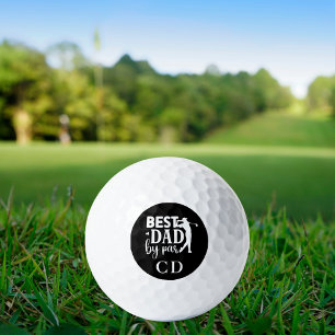 Bester Vater nach Par-Schwarz-weiß-Monogramm-Initi Golfball