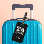 Bester Vater nach Pole-Golf-Monogramm Schwarz-weiß Gepäckanhänger<br><div class="desc">Personalisieren Sie die Monogrammbriefe und Initialen Ihres Vaters und fügen Sie sie hinzu. Text: Bester VATER nach Abs. Schwarzer Hintergrund,  weißer Text. Zurück: Fügen Sie seinen Namen und seine Kontaktdaten hinzu.</div>
