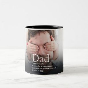 Bester Vater, Papa, Foto der Vater-Definition Zweifarbige Tasse