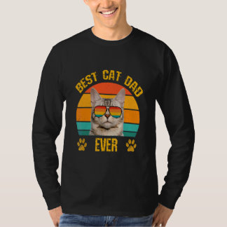 Bester Vater Papa Katze Mit Retro Sonnenbrille Fat T-Shirt