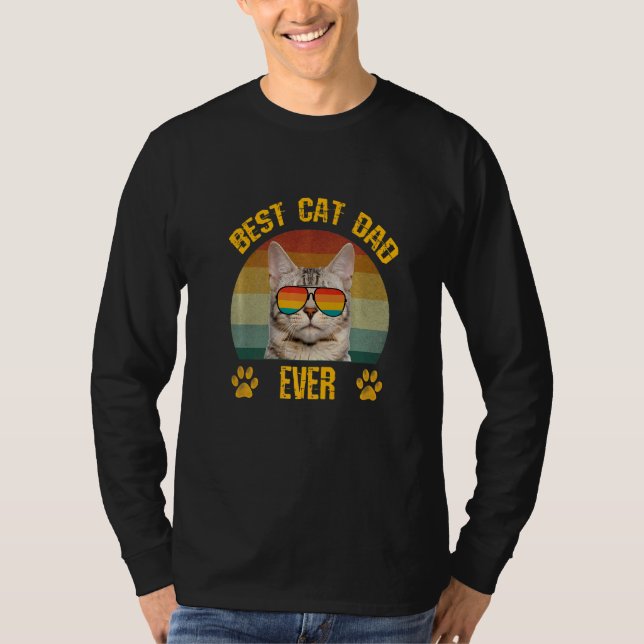 Bester Vater Papa Katze Mit Retro Sonnenbrille Fat T-Shirt (Vorderseite)