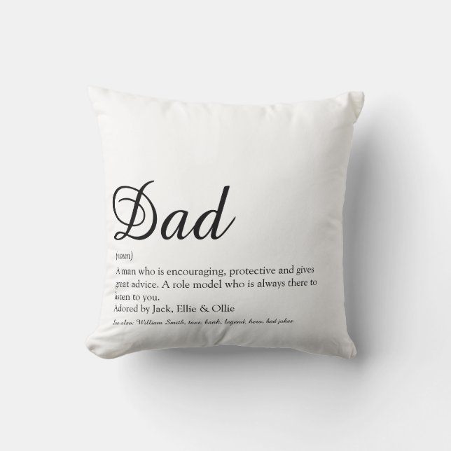 Bester Vater, Papa, Vater-Definition-Script Kissen (Vorderseite)