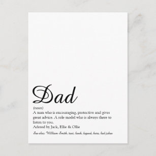 Bester Vater, Papa, Vater-Definition-Script Postkarte
