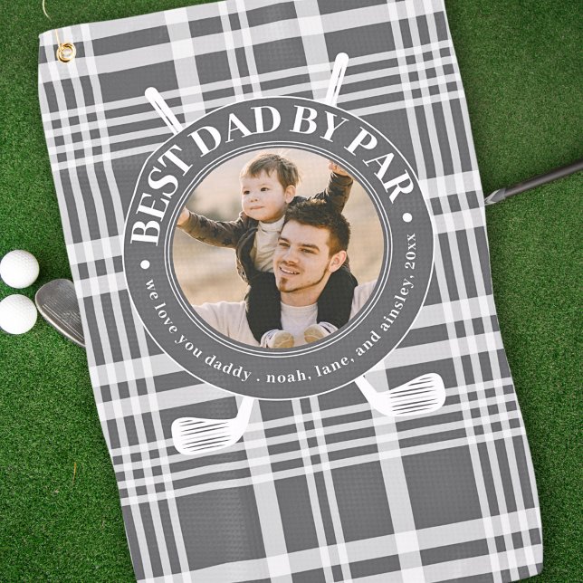 Bester Vater Par Buffalo Kariertes Foto zum Vatert Golfhandtuch (Von Creator hochgeladen)