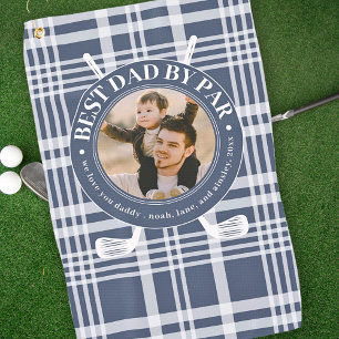Bester Vater Par Buffalo Kariertes Foto zum Vatert Golfhandtuch