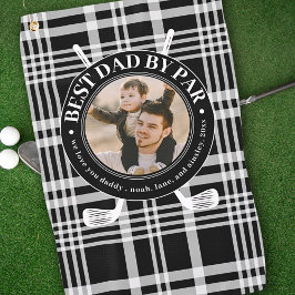 Bester Vater Par Buffalo Kariertes Foto zum Vatert Golfhandtuch