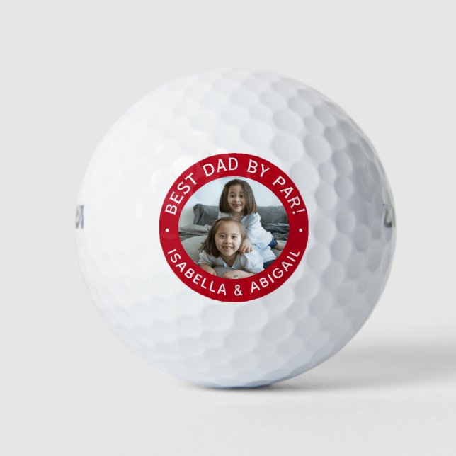 Bester Vater Par Foto Rote Golfplätze Golfball (Vorderseite)
