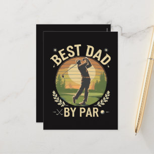 Bester Vater Par Golf Sonnenuntergang Vintage Feiertagspostkarte
