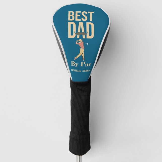 Bester Vater Par Golf Swing Mustache Funny Headcover (Vorderseite)