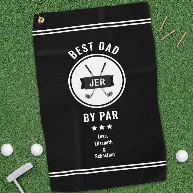 Bester Vater Par Moderner Golfer Golf Lover Black  Golfhandtuch (Best Dad By Par Modern Golfer Golf Lover Black Pro Golf Towel)