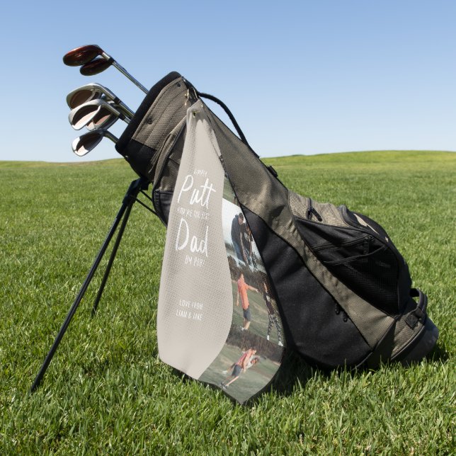 Bester Vater Par Multi Foto Beige Vatertag Golfhandtuch (Gras)