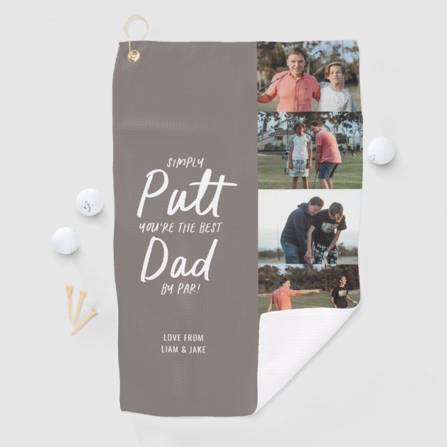 Bester Vater Par Multi-Foto Golf Vathers Day Taube Golfhandtuch (Insitu)