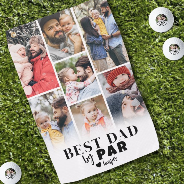 Bester Vater Par Personalisiertes Foto Golfhandtuch (Best Dad Photo Fathers Golf Towel)