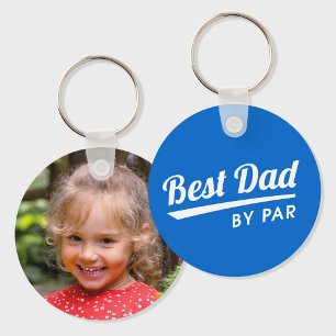 Bester Vater Par Personalized Foto Blau Golf Schlüsselanhänger