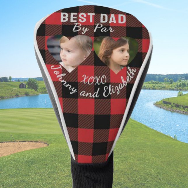 Bester Vater per Par 2 Kinder Fotocollage Golfer G Golf Headcover (Von Creator hochgeladen)