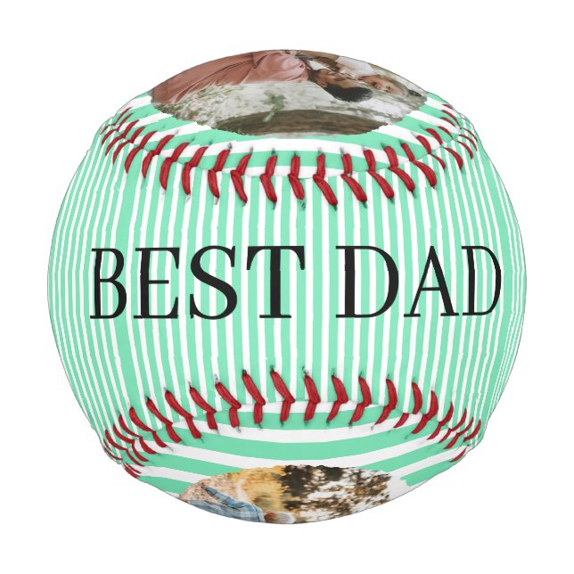Bester Vater Personalisiert 3 Foto Baseball (Rückseite)