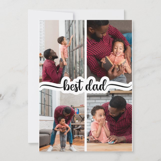 Bester Vater Personalisiert 4 FotoCollage Karte (Vorderseite)
