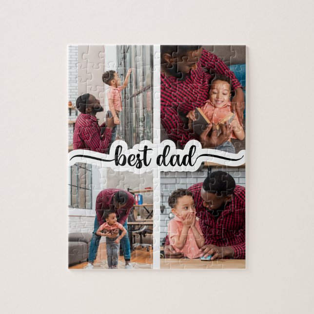 Bester Vater Personalisiert 4 FotoCollage Puzzle (Vertikal)