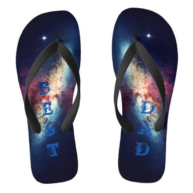 Bester Vater Personalisierter blauer Kosmos Flip Flops (Fußbett)