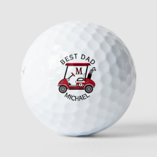 Bester Vater Red & Black Custom Cart Personalisier Golfball