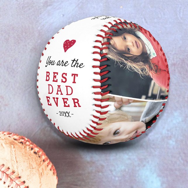 Bester Vater Rotes Herz 4 FotoCollage Baseball (Von Creator hochgeladen)