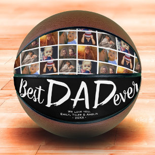 Bester Vater Schwarz Custom 6 FotoCollage Basketball