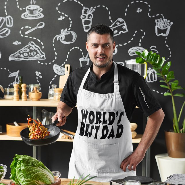 Bester Vater schwarzer 3D-Text Lange Schürze (Von Creator hochgeladen)