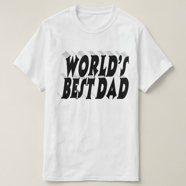 Bester Vater schwarzer 3D-Text T-Shirt (Design vorne)