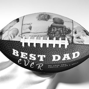 Bester Vater Schwarzes Leder drucken 3 FotoCollage Football