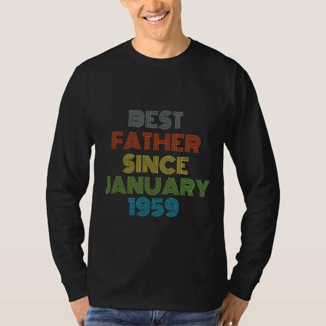 Bester Vater seit Januar 1959 Cool anwesend T-Shirt (Vorderseite)