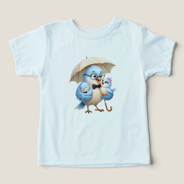 Bester Vater Süßer Vogel Hellblauer T-Shirt für Kl (Design Vorderseite)