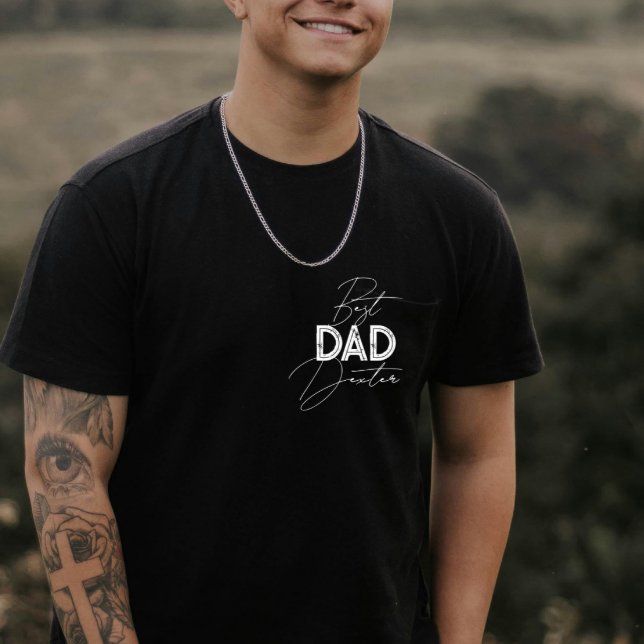 Bester Vater Trendy Geschenk Personalisierter Name T-Shirt (Von Creator hochgeladen)