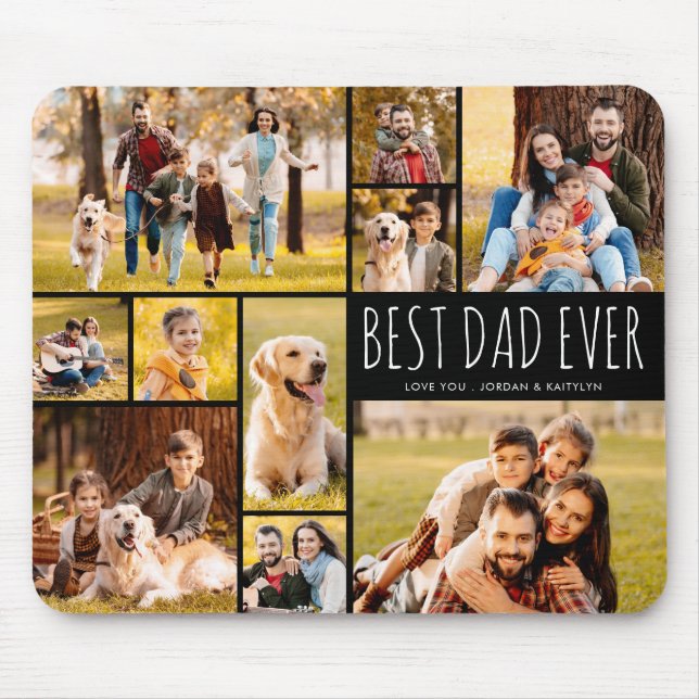 Bester Vater überhaupt 10 Foto-Collage modernes Ma Mousepad (Vorne)