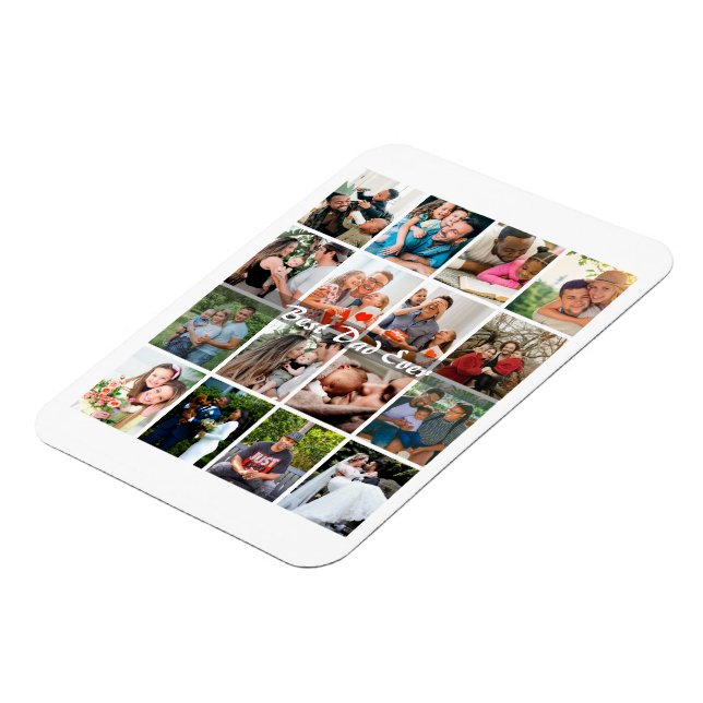 Bester Vater überhaupt 16 Foto-Collage Personalisi Magnet (Linke Seite)