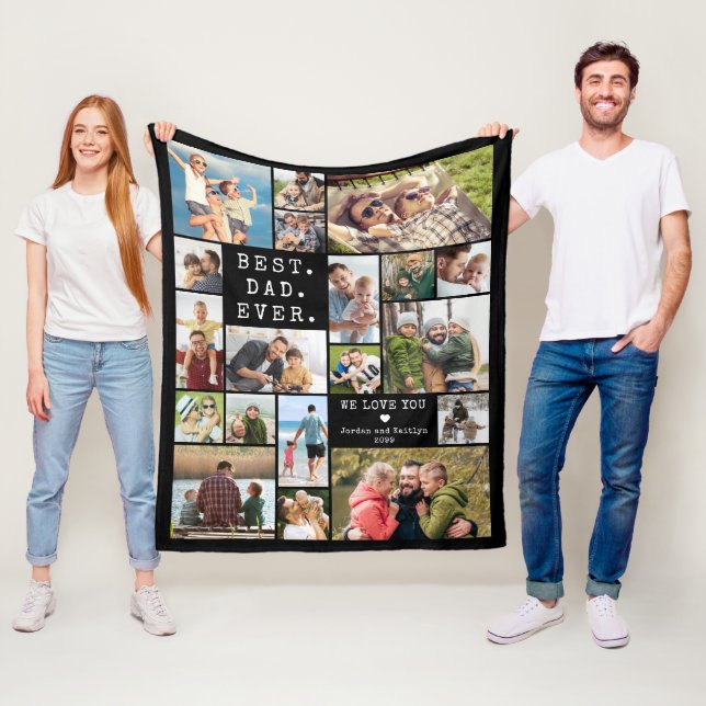 Bester Vater überhaupt 19 Foto-Collage-Erinnerung Fleecedecke (Beispiel)
