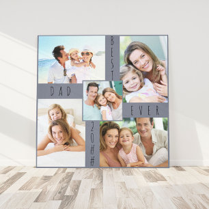 Bester Vater überhaupt 5 Foto-Collage Grau Blau Qu Leinwanddruck