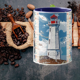 Bester Vater überhaupt Blaue Ozeanwellen Leuchttur Tasse