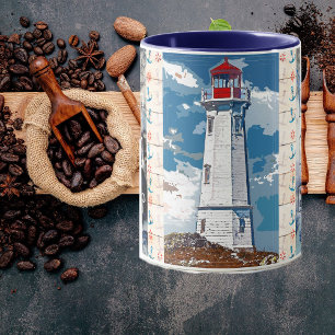 Bester Vater überhaupt Blaue Ozeanwellen Leuchttur Tasse