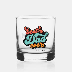 Bester Vater überhaupt Buntes Retro-Vatertagsgesch Whiskyglas