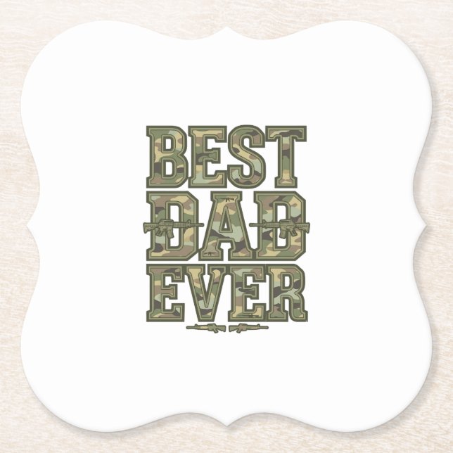 Bester Vater überhaupt Camouflage Vintage Gravur D Untersetzer (Vorderseite)