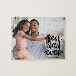 Bester Vater überhaupt Foto Schwarze Schrift-Overl Puzzle