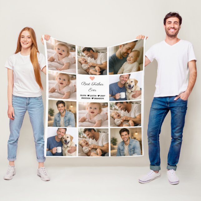 Bester Vater überhaupt Fotocollage | Personalisier Fleecedecke (Beispiel)