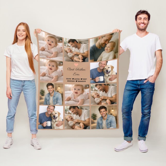 Bester Vater überhaupt Fotocollage | Personalisier Fleecedecke (Beispiel)
