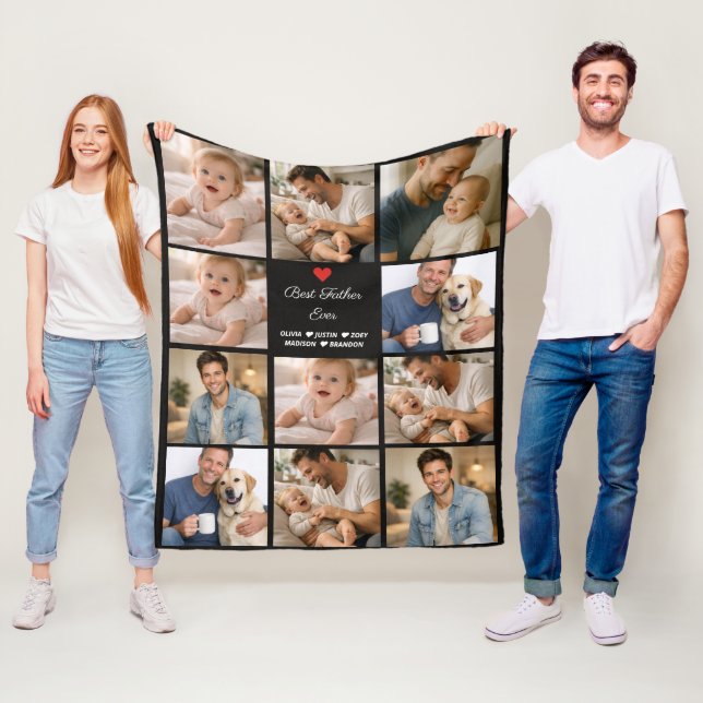 Bester Vater überhaupt Fotocollage | Personalisier Fleecedecke (Beispiel)