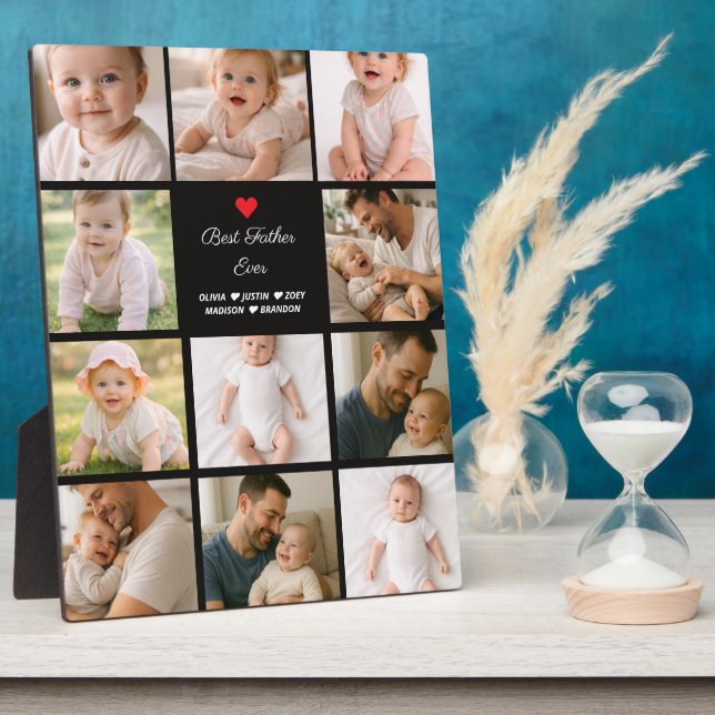 Bester Vater überhaupt Fotocollage | Personalisier Fotoplatte (Seite)